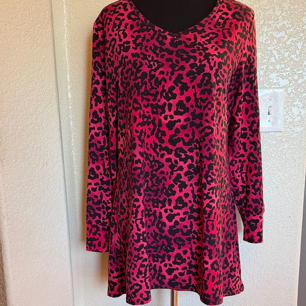 LuLaRoe Pink and Black Leopard Print Top